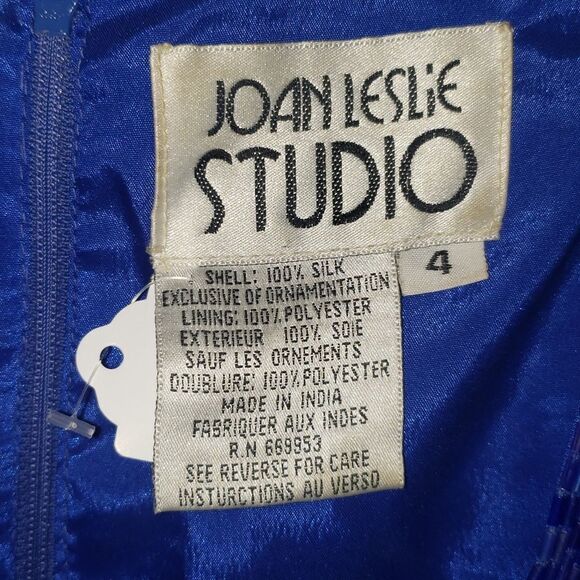 Joan Leslie Studio Blue Sequin/Bead Silk Cocktail Dress - Picture 8 of 8